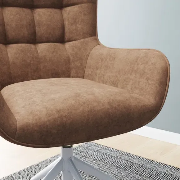 Office Chair with Ergonomic Support - Tan, Faux Leather