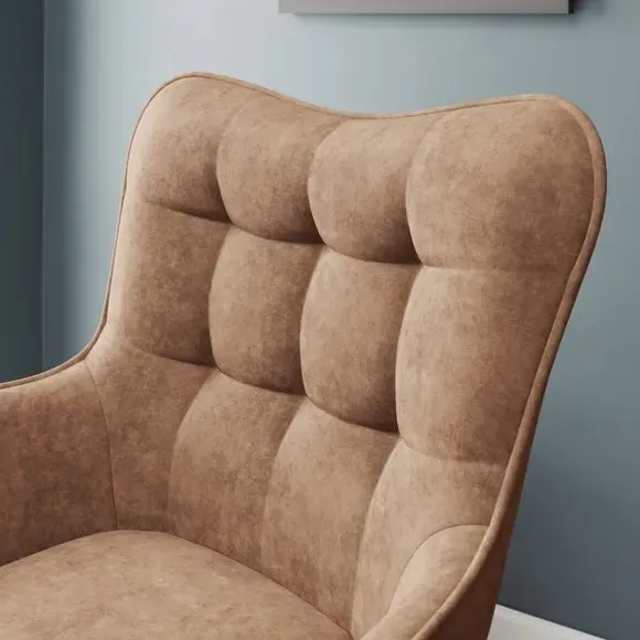 Office Chair with Ergonomic Support - Tan, Faux Leather