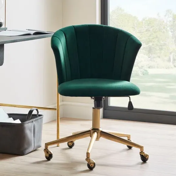 Office Chair with Gas Lift - Green, Velvet image