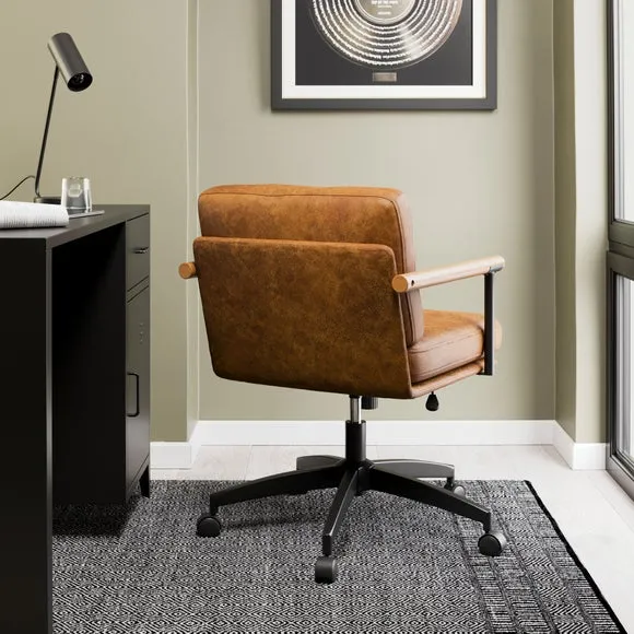 Office Chair with Tilt - Brown, Faux Leather