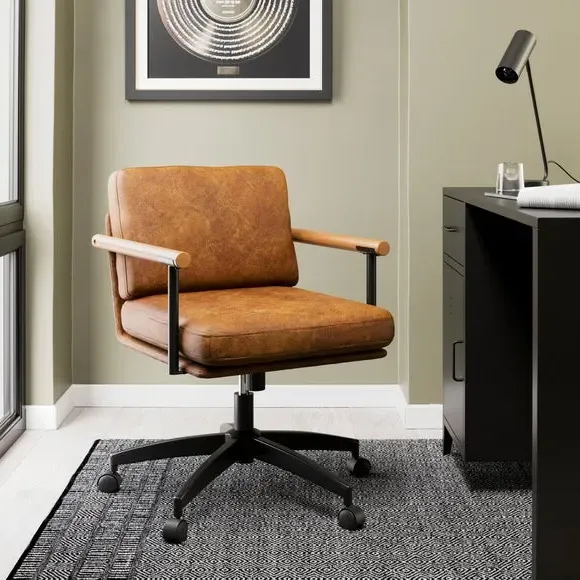 Office Chair with Tilt - Brown, Faux Leather image