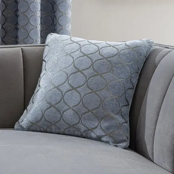 Ogee Cushion with Feather Fill - Blue, Chenille