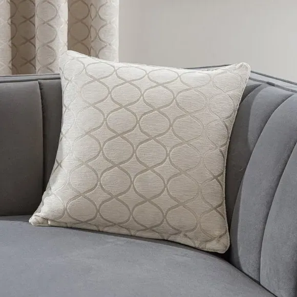 Ogee Cushion with Feather Fill - Cream, Chenille