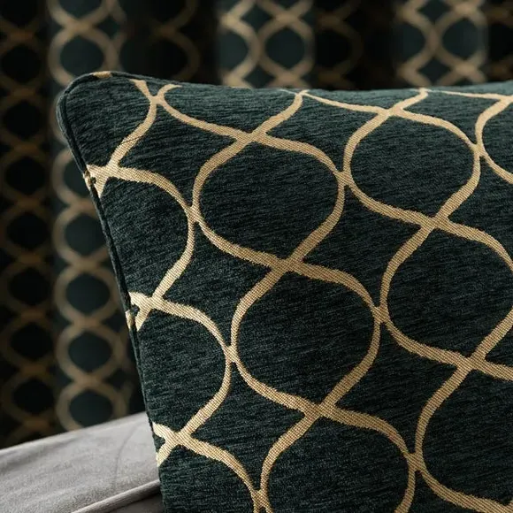 Ogee Cushion with Feather Fill - Emerald, Chenille