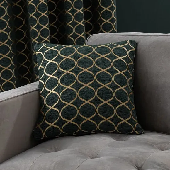 Ogee Cushion with Feather Fill - Emerald, Chenille