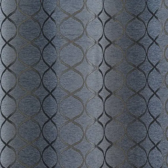 Ogee Eyelet Curtains - Ashley Blue, Chenille