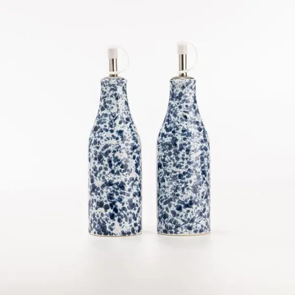 Oil and Vinegar Bottles - Blue, Stoneware
