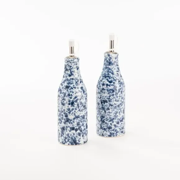 Oil and Vinegar Bottles - Blue, Stoneware