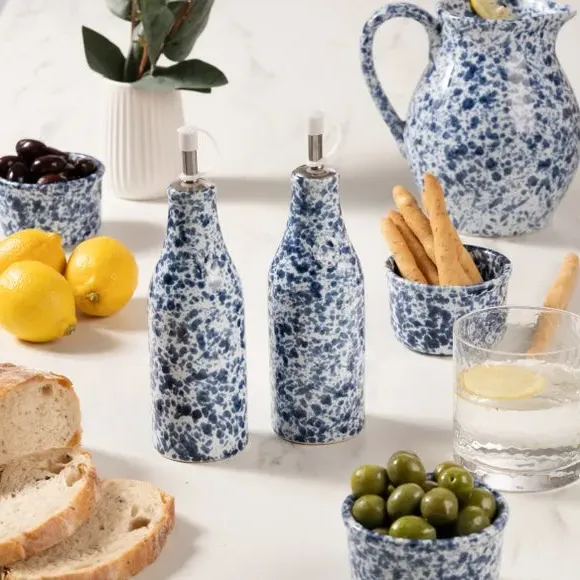 Oil and Vinegar Bottles - Blue, Stoneware image