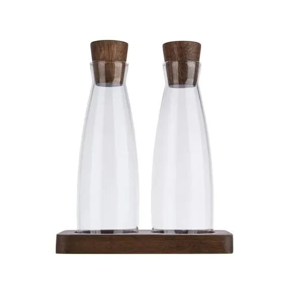 Oil & Vinegar Set with Tray - Natural, Acacia image