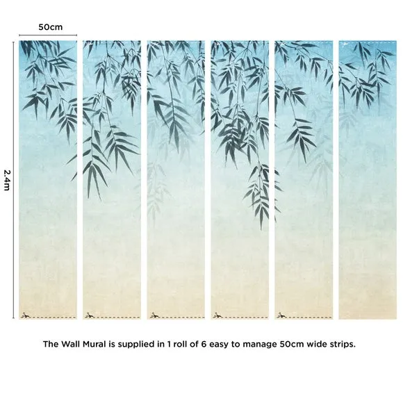 Ombre Leaf Wall Mural - Blue, Non-Woven