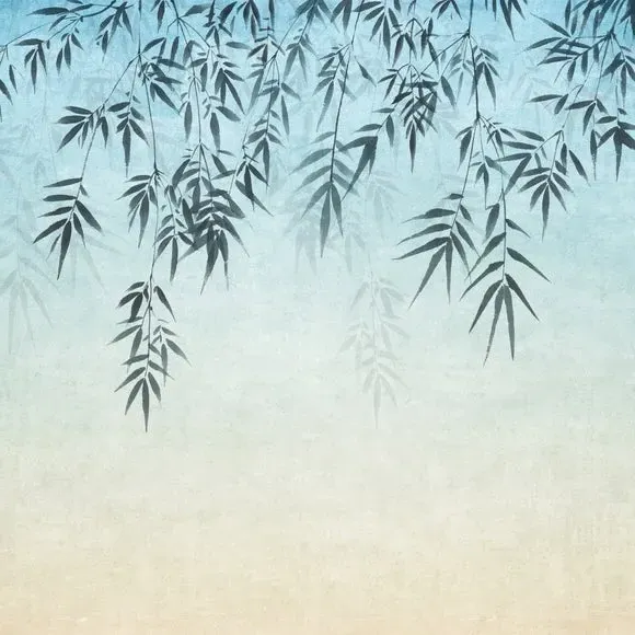 Ombre Leaf Wall Mural - Blue, Non-Woven