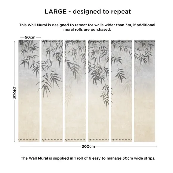 Ombre Leaf Wall Mural - Natural, Non-Woven