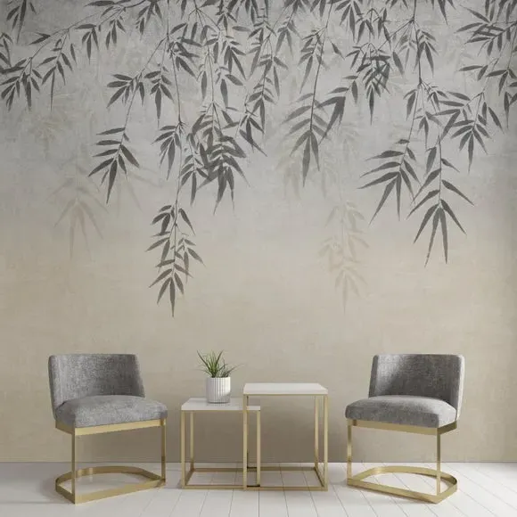 Ombre Leaf Wall Mural - Natural, Non-Woven