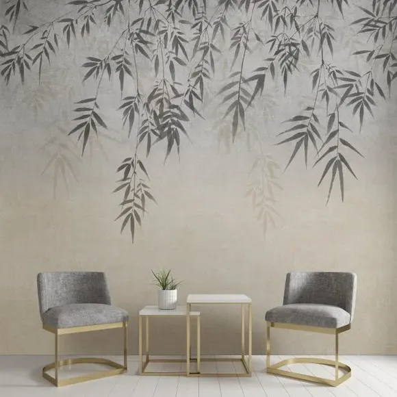 Ombre Leaf Wall Mural - Natural, Non-Woven