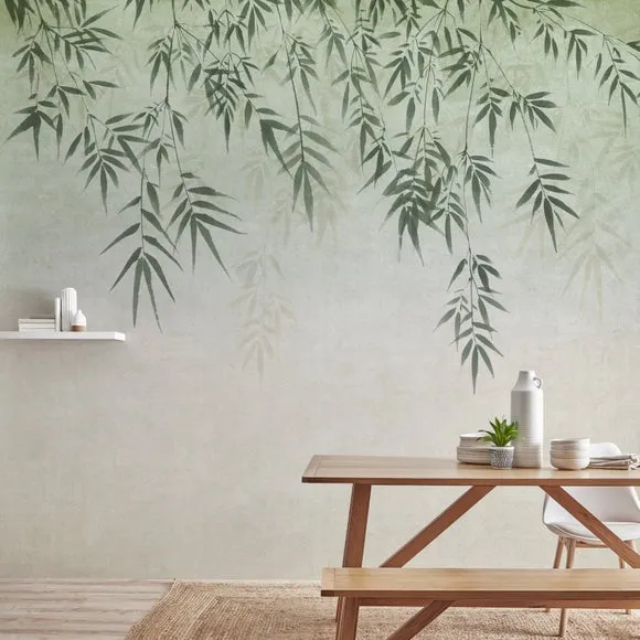 Ombre Leaf Wall Mural - Sage, Non-Woven