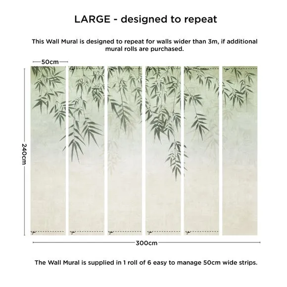Ombre Leaf Wall Mural - Sage, Non-Woven