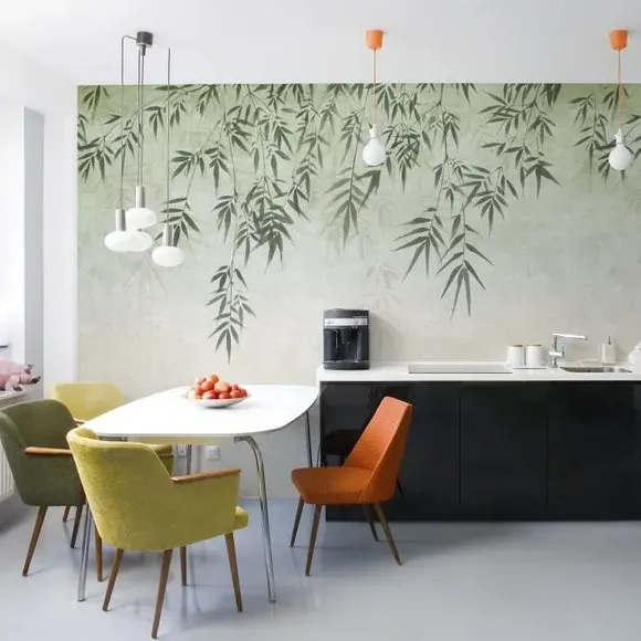 Ombre Leaf Wall Mural - Sage, Non-Woven