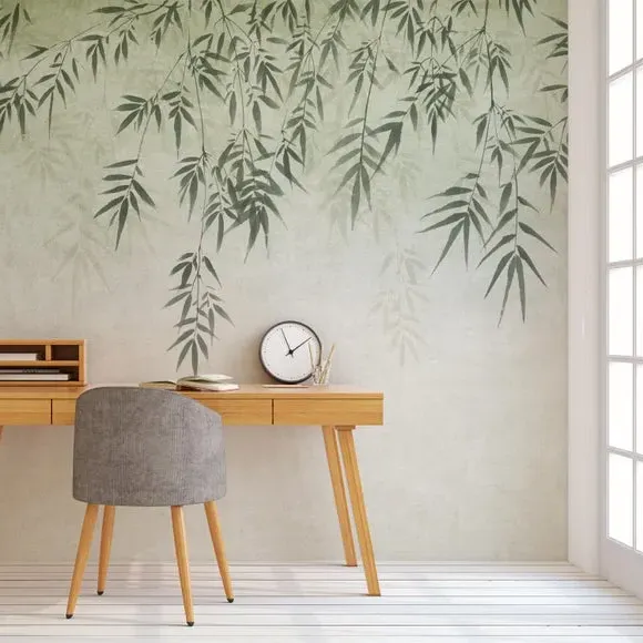 Ombre Leaf Wall Mural - Sage, Non-Woven