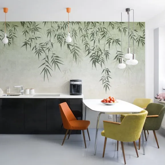 Ombre Leaf Wall Mural - Sage, Non-Woven