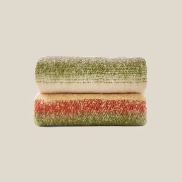 Ombre Stripe Throw Blanket - Multicolor, Mohair