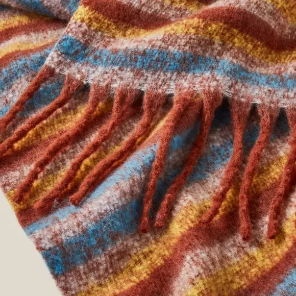 Ombre Stripe Throw Blanket - Multicolor, Mohair