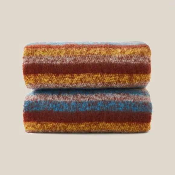Ombre Stripe Throw Blanket - Multicolor, Mohair