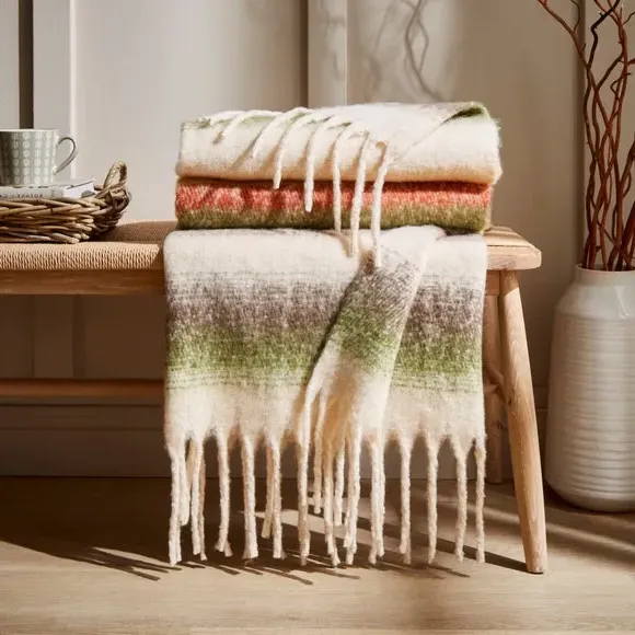 Ombre Stripe Throw Blanket - Multicolor, Mohair image