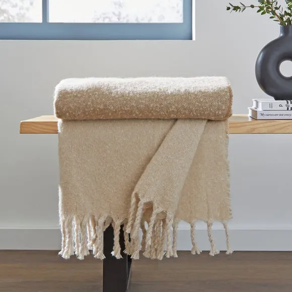 Ombre Throw Blanket - Natural, Mohair