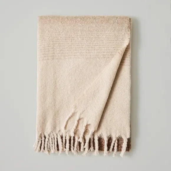 Ombre Throw Blanket - Natural, Mohair