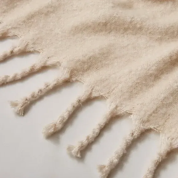 Ombre Throw Blanket - Natural, Mohair