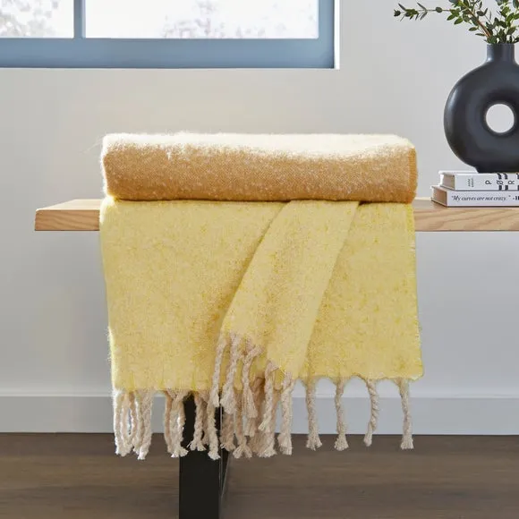 Ombre Throw Blanket - Ochre, Mohair