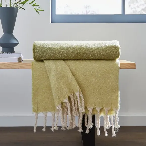 Ombre Throw Blanket - Olive, Mohair