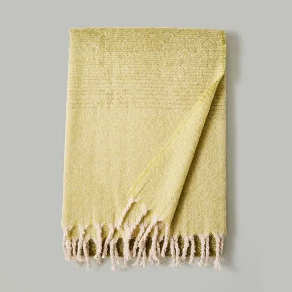 Ombre Throw Blanket - Olive, Mohair