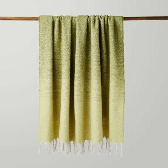 Ombre Throw Blanket - Olive, Mohair