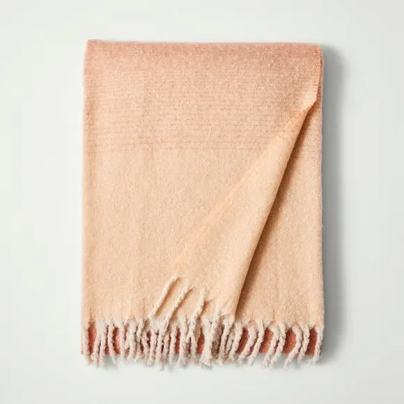 Ombre Throw Blanket - Pink Clay, Mohair