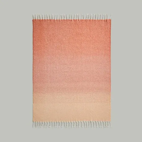 Ombre Throw Blanket - Pink Clay, Mohair