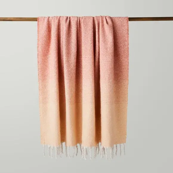 Ombre Throw Blanket - Pink Clay, Mohair