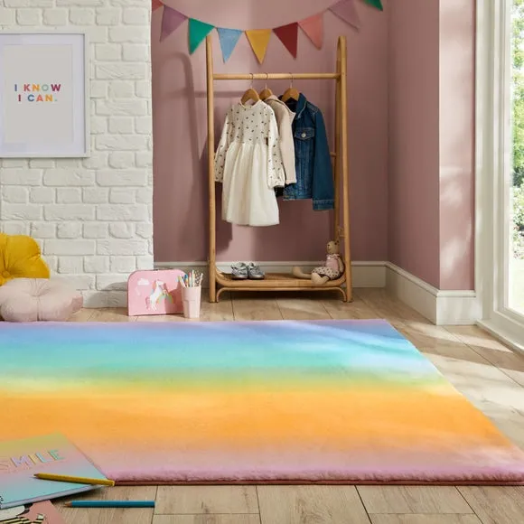 Ombre Vertical Rug - Multicolor, Faux Fur