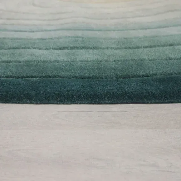 Ombre Wool Rug with High-Low Pile - Blue, Wool