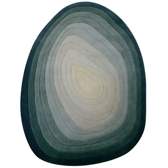 Ombre Wool Rug with High-Low Pile - Blue, Wool