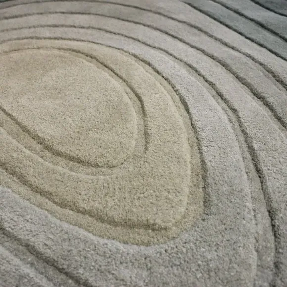 Ombre Wool Rug with High-Low Pile - Blue, Wool