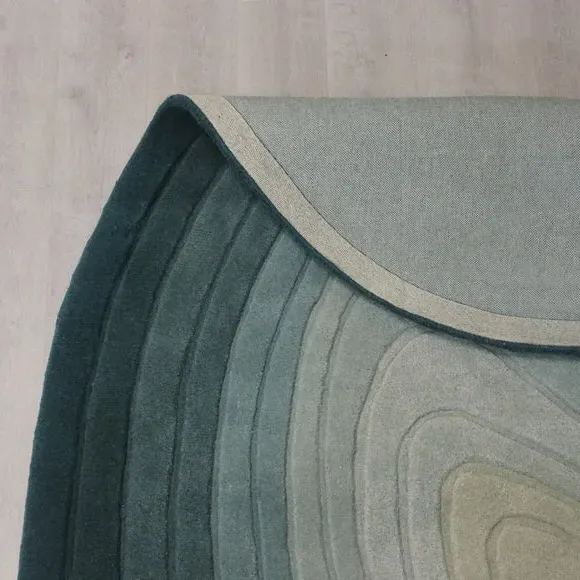 Ombre Wool Rug with High-Low Pile - Blue, Wool