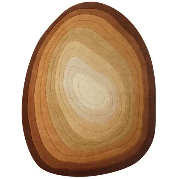 Ombre Wool Rug with High-Low Pile - Terracotta