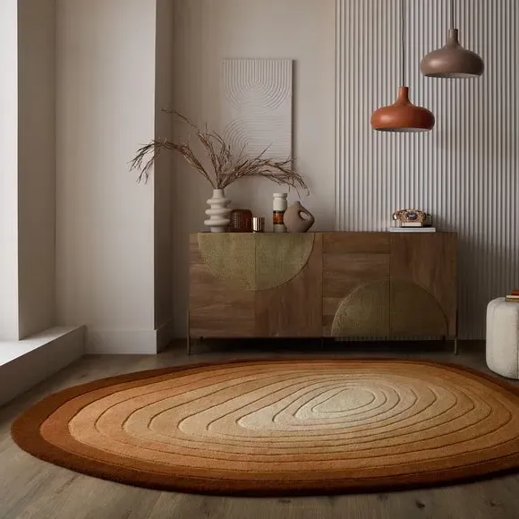 Ombre Wool Rug with High-Low Pile - Terracotta