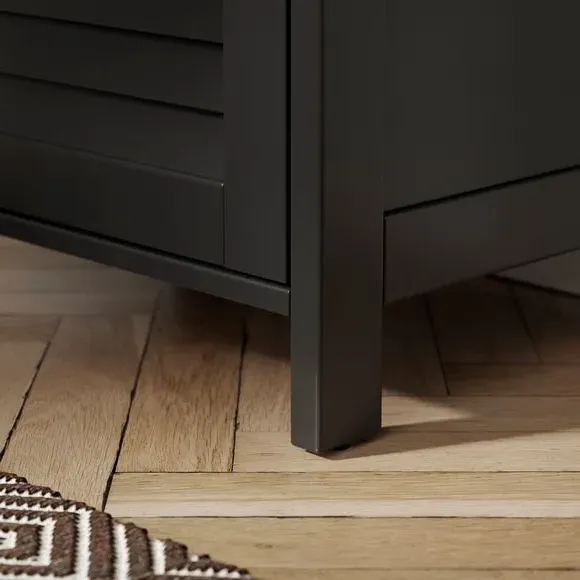 Open Shelf Storage Unit with Door - Black