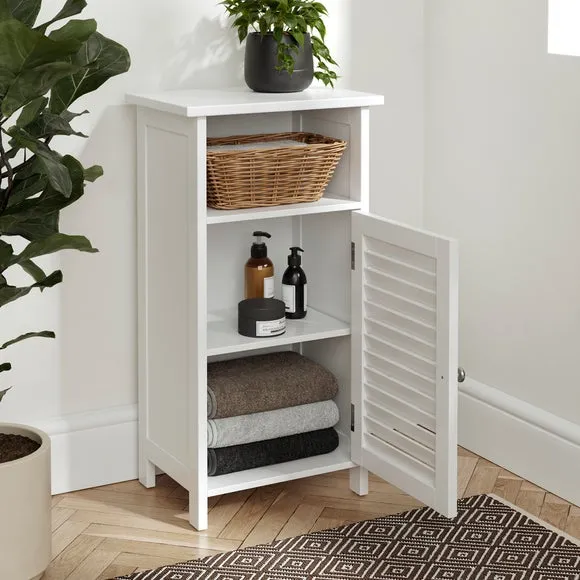 Open Shelf Storage Unit with Door - White