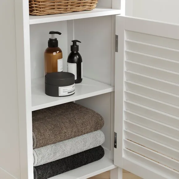 Open Shelf Storage Unit with Door - White