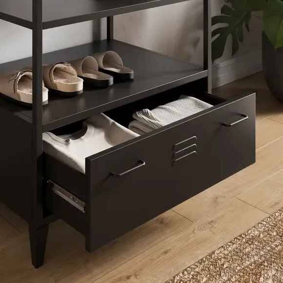 Open Wardrobe with Adjustable Legs - Black, Metal