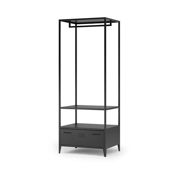 Open Wardrobe with Adjustable Legs - Black, Metal